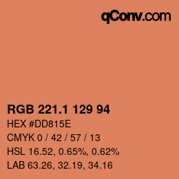 カラーコード: RGB 221.1 129 94 | qconv.com