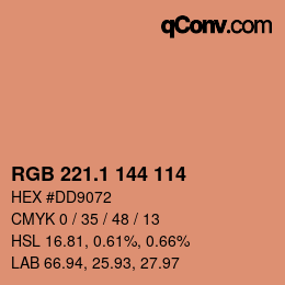 カラーコード: RGB 221.1 144 114 | qconv.com