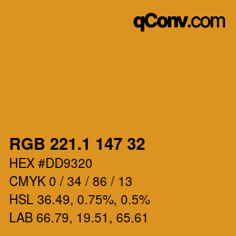 カラーコード: RGB 221.1 147 32 | qconv.com