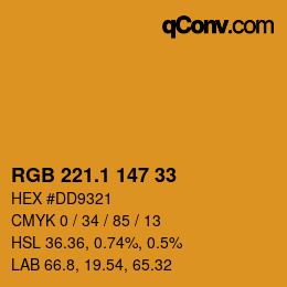 カラーコード: RGB 221.1 147 33 | qconv.com