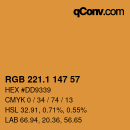 カラーコード: RGB 221.1 147 57 | qconv.com