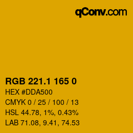カラーコード: RGB 221.1 165 0 | qconv.com