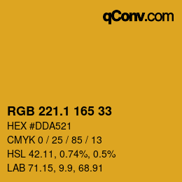 カラーコード: RGB 221.1 165 33 | qconv.com