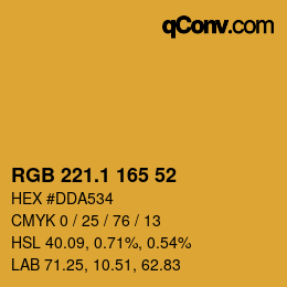 カラーコード: RGB 221.1 165 52 | qconv.com