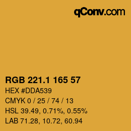 カラーコード: RGB 221.1 165 57 | qconv.com