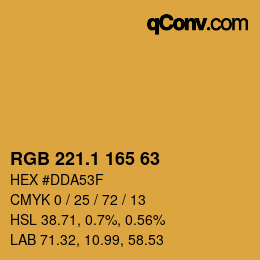 カラーコード: RGB 221.1 165 63 | qconv.com