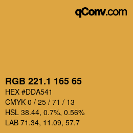 カラーコード: RGB 221.1 165 65 | qconv.com