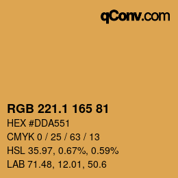 カラーコード: RGB 221.1 165 81 | qconv.com