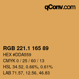 カラーコード: RGB 221.1 165 89 | qconv.com