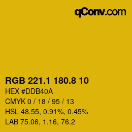 カラーコード: RGB 221.1 180.8 10 | qconv.com