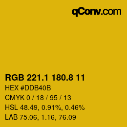 カラーコード: RGB 221.1 180.8 11 | qconv.com