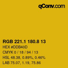 カラーコード: RGB 221.1 180.8 13 | qconv.com