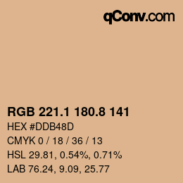 Farbcode: RGB 221.1 180.8 141 | qconv.com