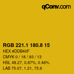 カラーコード: RGB 221.1 180.8 15 | qconv.com