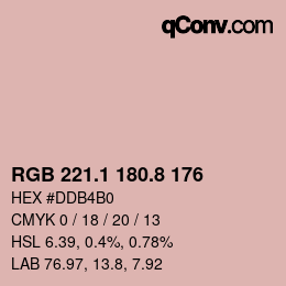 Color code: RGB 221.1 180.8 176 | qconv.com