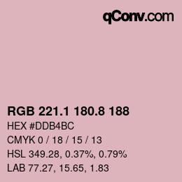 カラーコード: RGB 221.1 180.8 188 | qconv.com