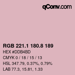 カラーコード: RGB 221.1 180.8 189 | qconv.com