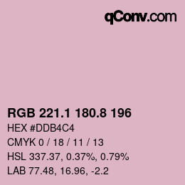 カラーコード: RGB 221.1 180.8 196 | qconv.com