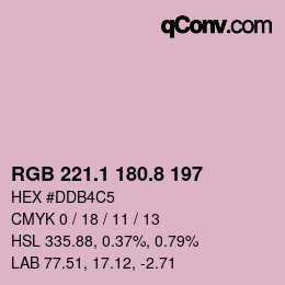 カラーコード: RGB 221.1 180.8 197 | qconv.com