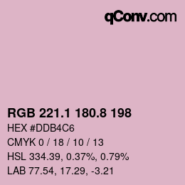 カラーコード: RGB 221.1 180.8 198 | qconv.com