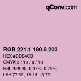 カラーコード: RGB 221.1 180.8 203 | qconv.com