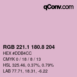Color code: RGB 221.1 180.8 204 | qconv.com