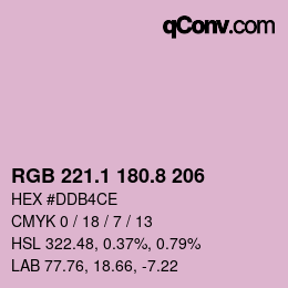 カラーコード: RGB 221.1 180.8 206 | qconv.com