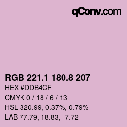 カラーコード: RGB 221.1 180.8 207 | qconv.com