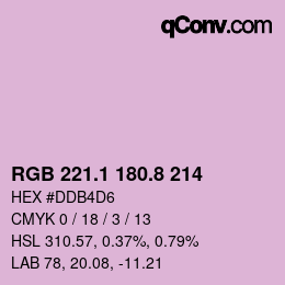 カラーコード: RGB 221.1 180.8 214 | qconv.com