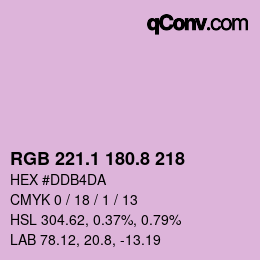 カラーコード: RGB 221.1 180.8 218 | qconv.com