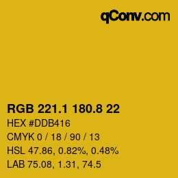 カラーコード: RGB 221.1 180.8 22 | qconv.com