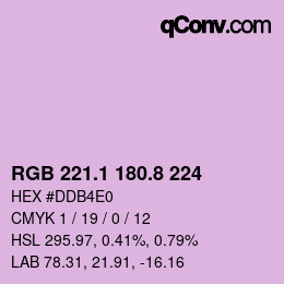 カラーコード: RGB 221.1 180.8 224 | qconv.com