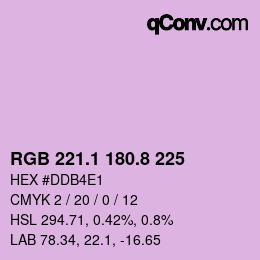 カラーコード: RGB 221.1 180.8 225 | qconv.com