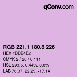 Color code: RGB 221.1 180.8 226 | qconv.com