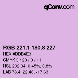 カラーコード: RGB 221.1 180.8 227 | qconv.com