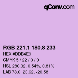 カラーコード: RGB 221.1 180.8 233 | qconv.com