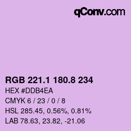 カラーコード: RGB 221.1 180.8 234 | qconv.com