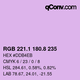 カラーコード: RGB 221.1 180.8 235 | qconv.com