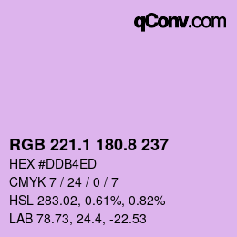 カラーコード: RGB 221.1 180.8 237 | qconv.com