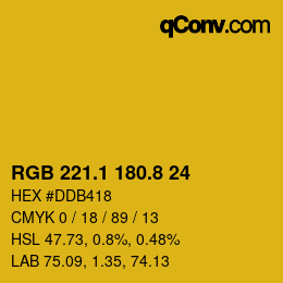 カラーコード: RGB 221.1 180.8 24 | qconv.com