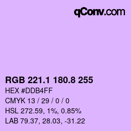 カラーコード: RGB 221.1 180.8 255 | qconv.com