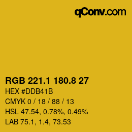 カラーコード: RGB 221.1 180.8 27 | qconv.com