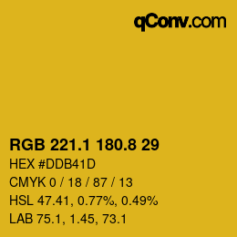 カラーコード: RGB 221.1 180.8 29 | qconv.com