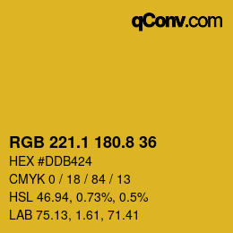 カラーコード: RGB 221.1 180.8 36 | qconv.com