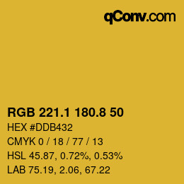 カラーコード: RGB 221.1 180.8 50 | qconv.com