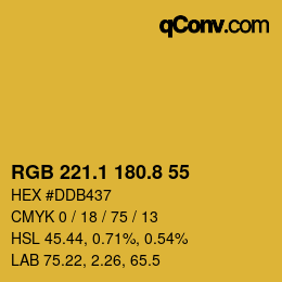 カラーコード: RGB 221.1 180.8 55 | qconv.com