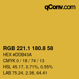 カラーコード: RGB 221.1 180.8 58 | qconv.com