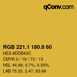 カラーコード: RGB 221.1 180.8 60 | qconv.com