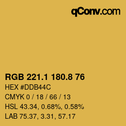カラーコード: RGB 221.1 180.8 76 | qconv.com