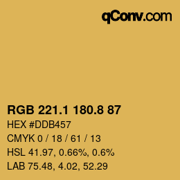 カラーコード: RGB 221.1 180.8 87 | qconv.com